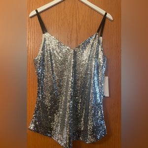 Silver Sequin Tank Top